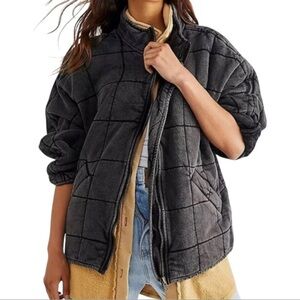 Free People Women's Black Quilted Dolman Jacket L